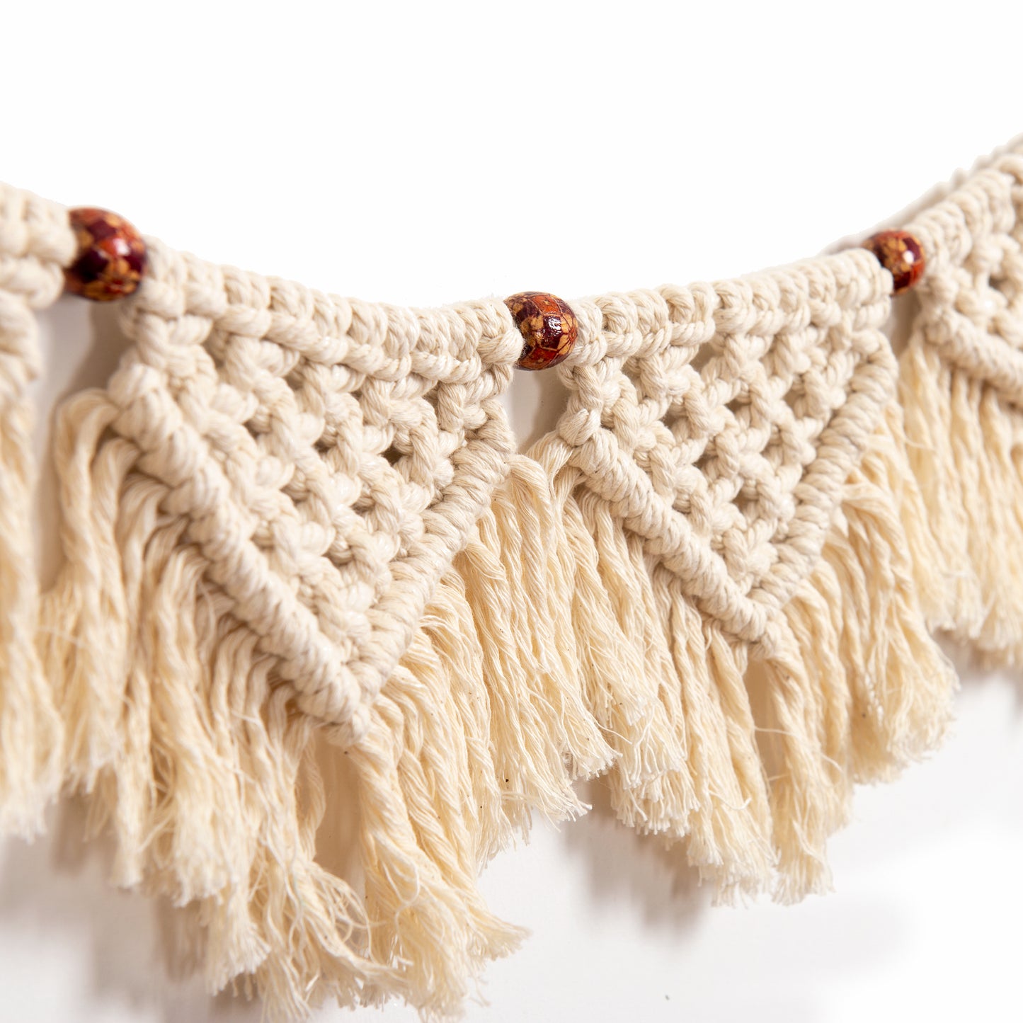 Eiyye Handmade Wall Hanging Fringe Panels Garland Banner Woven Tapestry Cotton Crochet Decor Macrame Bohemian Art Decor (7-Flag X2)