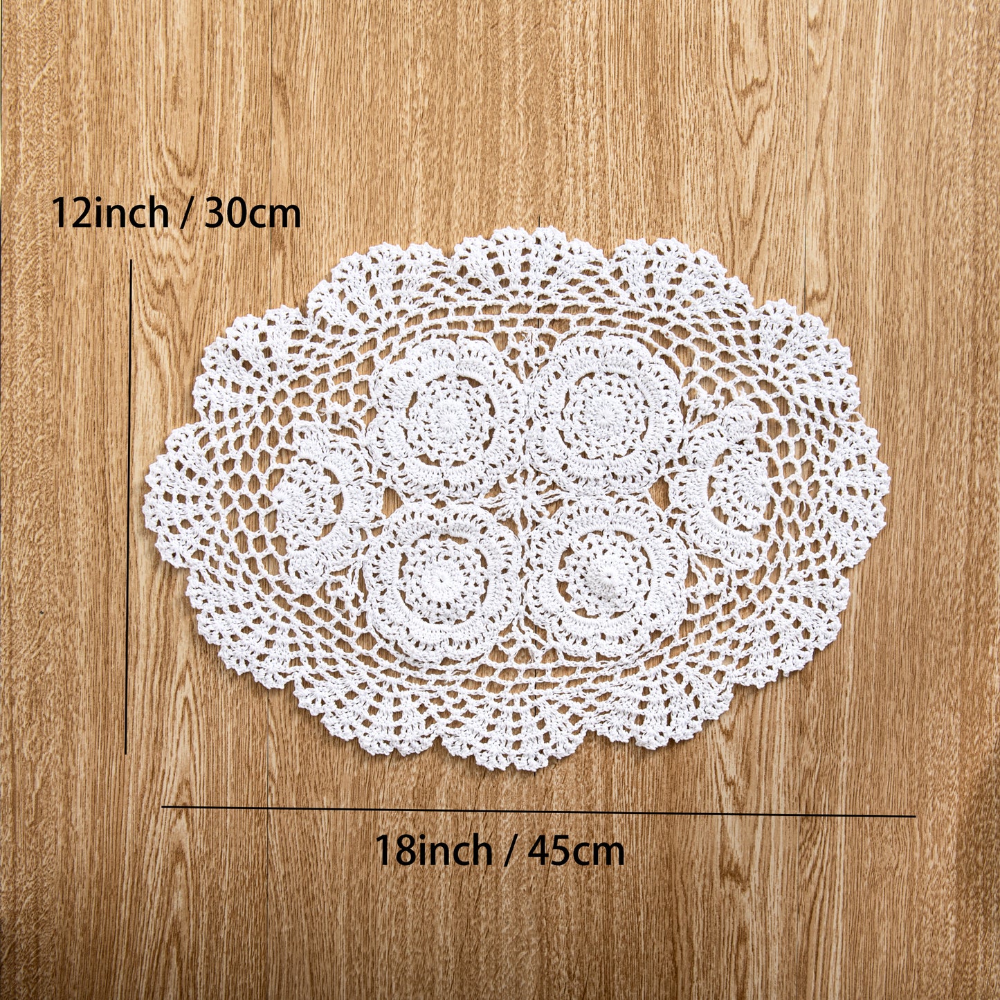 Eiyye 2-Pieces Handmade Cotton Crochet Doilies Oval Lace Table Placemats 12 X17Inch, Beige