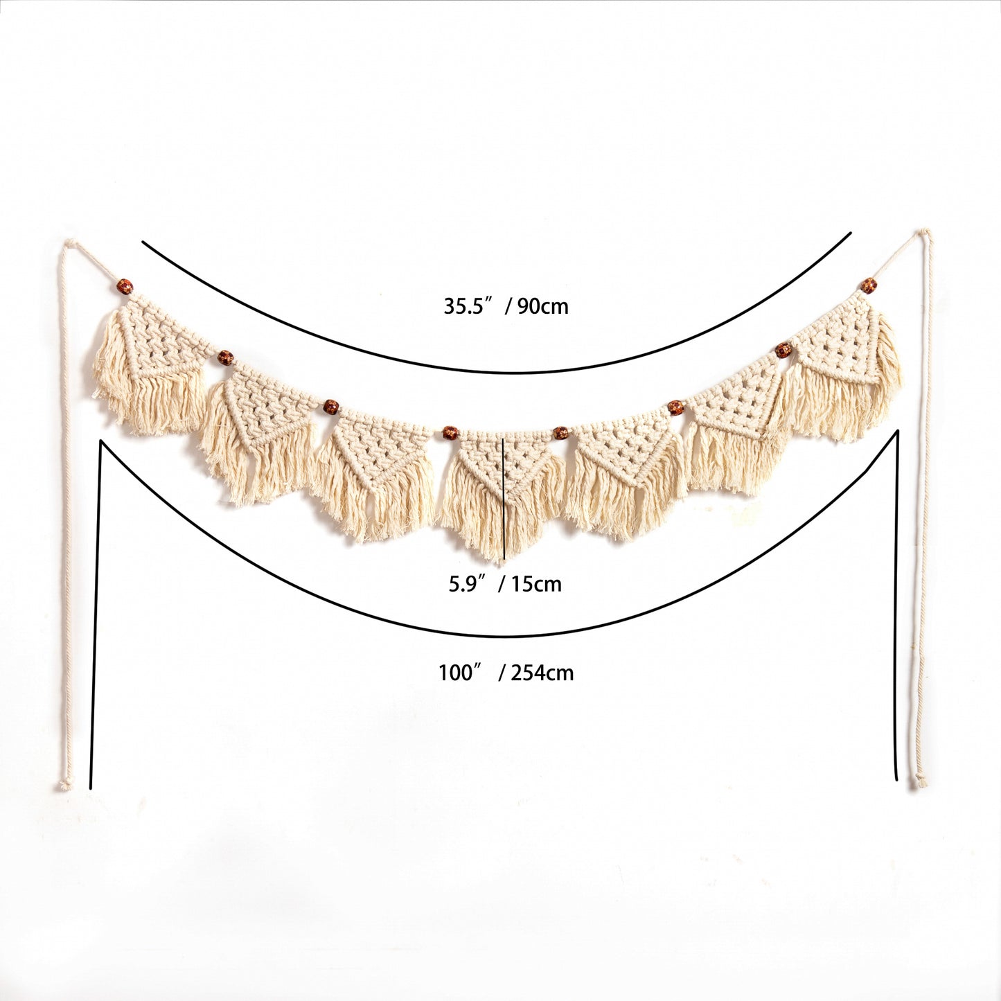 Eiyye Handmade Wall Hanging Fringe Panels Garland Banner Woven Tapestry Cotton Crochet Decor Macrame Bohemian Art Decor (7-Flag X2)