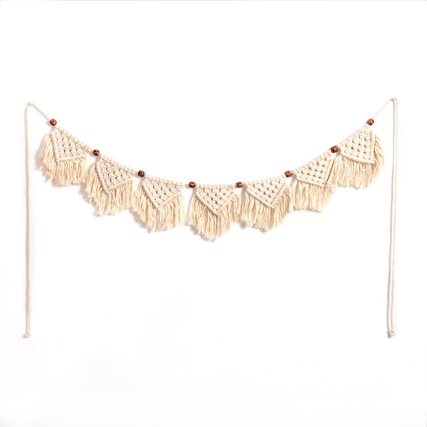 Eiyye Handmade Wall Hanging Fringe Panels Garland Banner Woven Tapestry Cotton Crochet Decor Macrame Bohemian Art Decor (7-Flag X2)