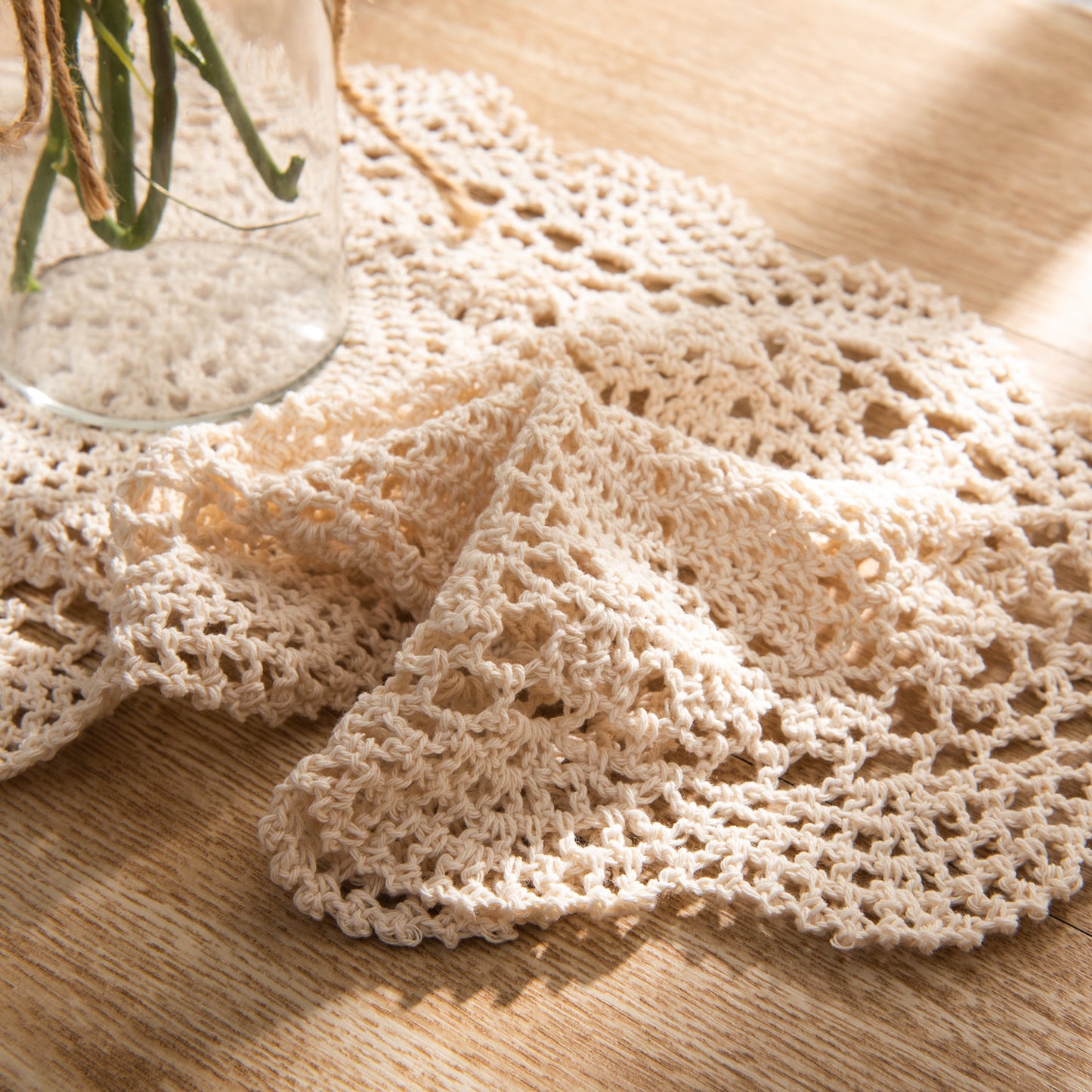 Eiyye 2-Pieces Cotton Crochet Doilies Rectangle Lace Table Crochet Placemats 10.6X16.9 Inch (White)
