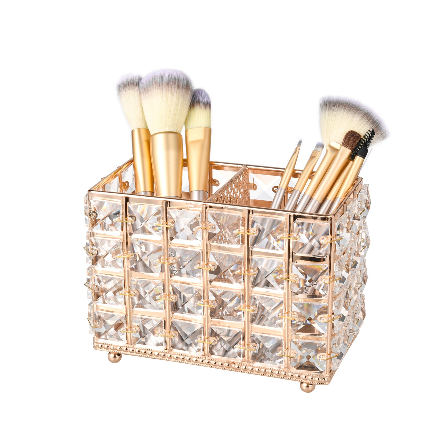 Feyarl Crystal Makeup Brush Holder, Sparkly Organizer for Brushes, Eyeliners, Pens, and Pencils, Decorative Storage for Dresser & Office