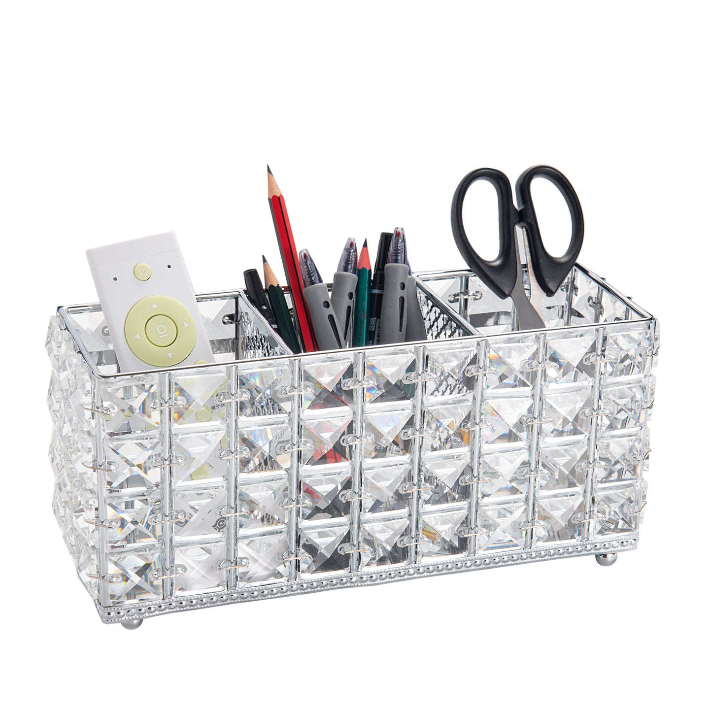 Feyarl Crystal Makeup Brush Holder, Sparkly Organizer for Brushes, Eyeliners, Pens, and Pencils, Decorative Storage for Dresser & Office