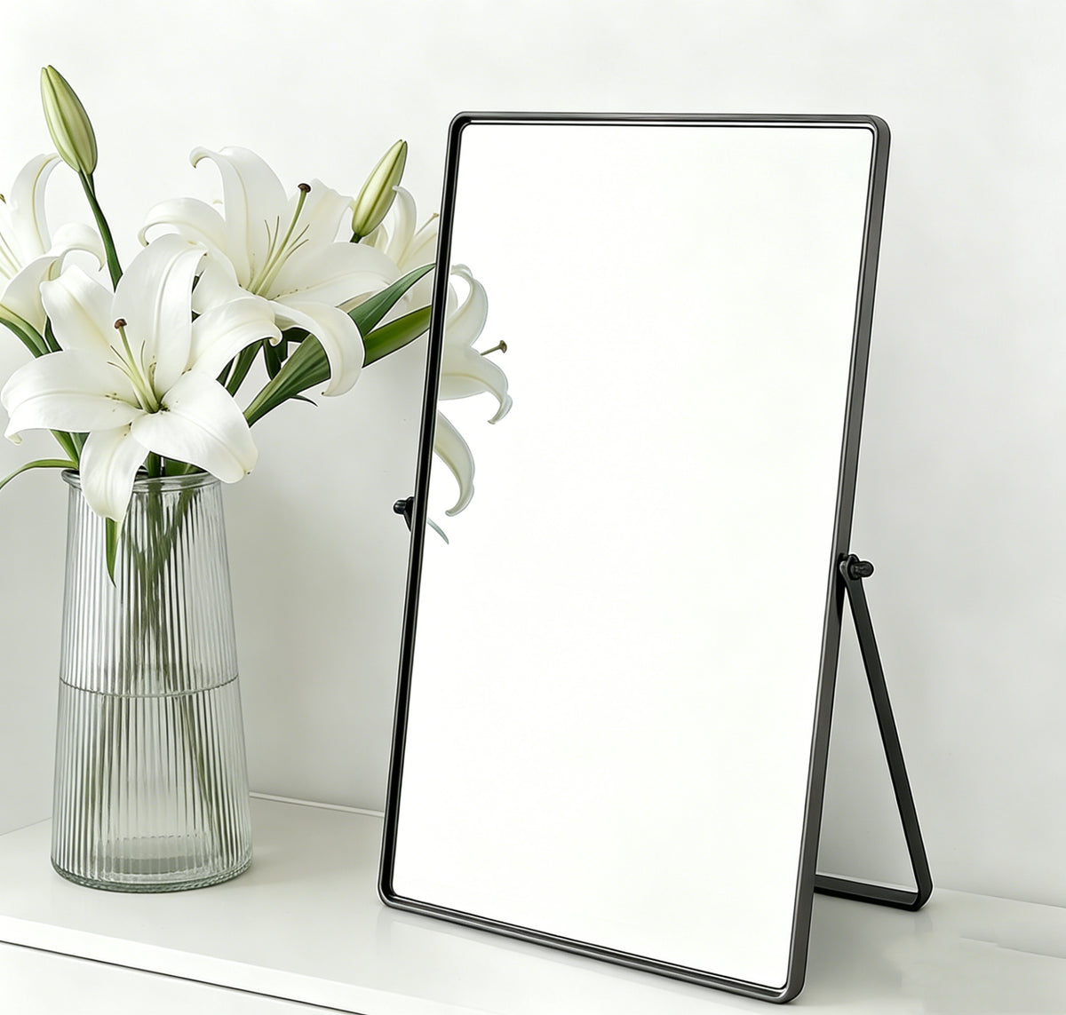 Vanity Mirror Displayed on a Desk Surface as a Practical and Stylish Personal Space Accessory