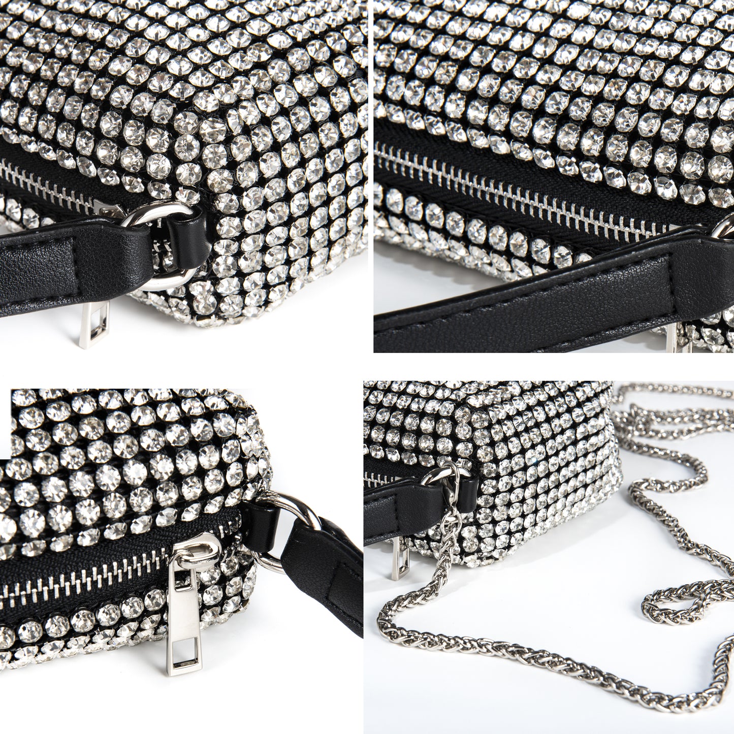 Eiyye Crystal Rhinestone Crossbody Bag Women'S Evening Bag Rhinestone Black Shoulder Bag for Party Wedding Handbags