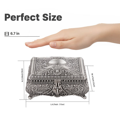 Feyarl Schmuckschatulle im Vintage-Stil, 17 x 11 x 8,9 cm, Ohrring- und Ring-Organizer, Erinnerungsetui für Hochzeit und Heimdekoration