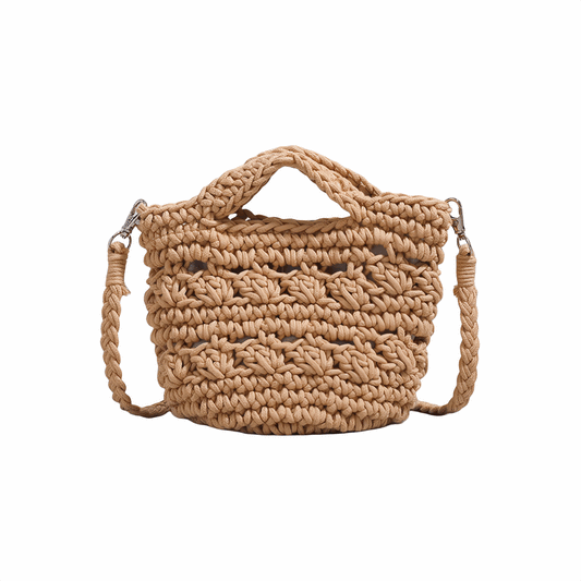 Feyarl Eiyye Summer Crossbody Bag Crochet Purse Women Handbag Beach Bag Knit Bag Shoulder Bag for Travel Vacation Khaki