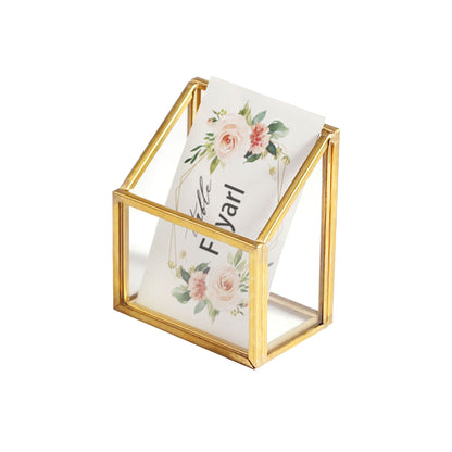 feyarl Gold Glass Vertical Business Card Holder Business Card Display Stand Clear Name Card Organizer Storage for Office Meeting Desk Countertop