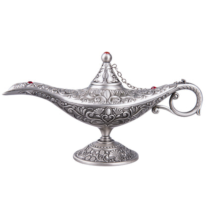 Feyarl Vintage Aladdin Genie Lamp, Gold Magic Wishing Light for Home Decor, Crafts, Birthday & Christmas Gifts