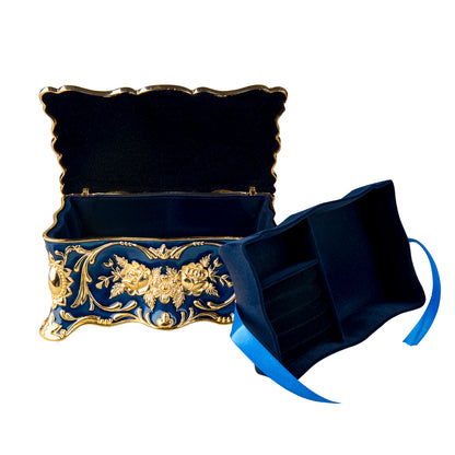 Feyarl Schmuckschatulle im Vintage-Stil, große, verzierte Ring- und Ohrring-Ausstellung, antiker Andenken-Organizer für Frauen und Mädchen