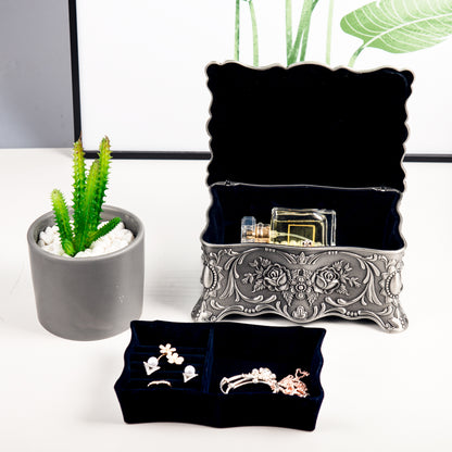 Feyarl Schmuckschatulle im Vintage-Stil, große, verzierte Ring- und Ohrring-Ausstellung, antiker Andenken-Organizer für Frauen und Mädchen