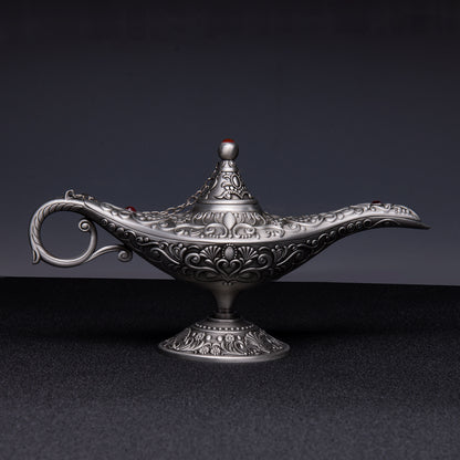 Feyarl Vintage Aladdin Genie Lamp, Gold Magic Wishing Light for Home Decor, Crafts, Birthday & Christmas Gifts
