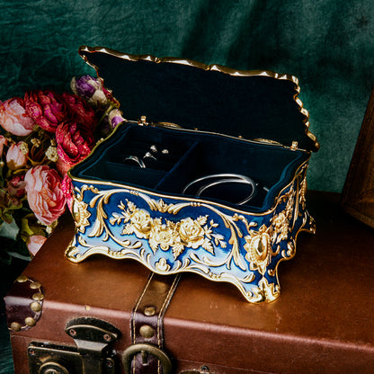 Feyarl Schmuckschatulle im Vintage-Stil, große, verzierte Ring- und Ohrring-Ausstellung, antiker Andenken-Organizer für Frauen und Mädchen
