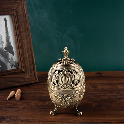 Feyarl Vintage Incense Holder with Lid, Cone & Coil Burner, Retro Ash Catcher for Aromatherapy & Home Decor