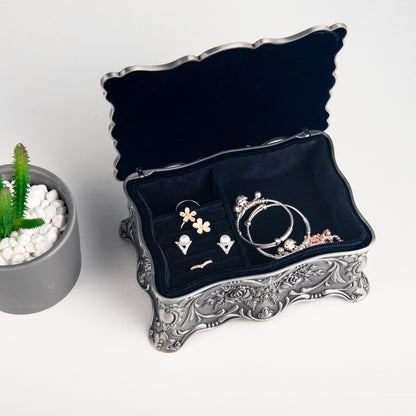 Feyarl Schmuckschatulle im Vintage-Stil, große, verzierte Ring- und Ohrring-Ausstellung, antiker Andenken-Organizer für Frauen und Mädchen