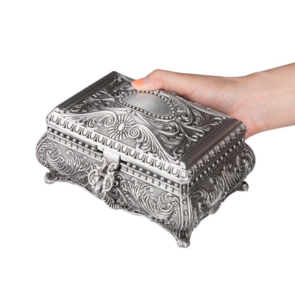 Feyarl Vintage Jewelry Trinket Box, 6.7x4.7x3.5 Inch, Earring & Ring Organizer, Keepsake Case for Wedding & Home Decor
