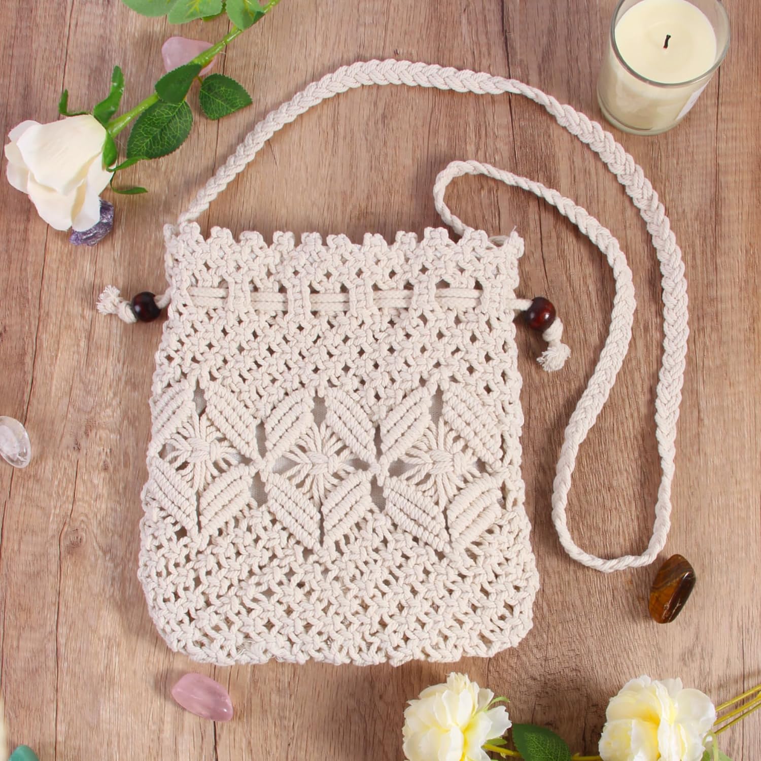 Crochet Purse Summer Beach Purse, Crochet String Bag Boho Crossbody Handwoven Bag Crochet Purse