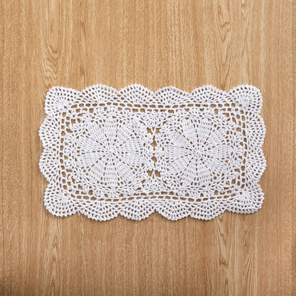 2-Pieces Handmade Cotton Crochet Doilies Rectangle Lace Table Crochet Placemats 10.6X16.9 Inch (White)