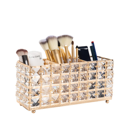 Crystal Brush Organizer featuring a refined crystal design with organized makeup brush storage