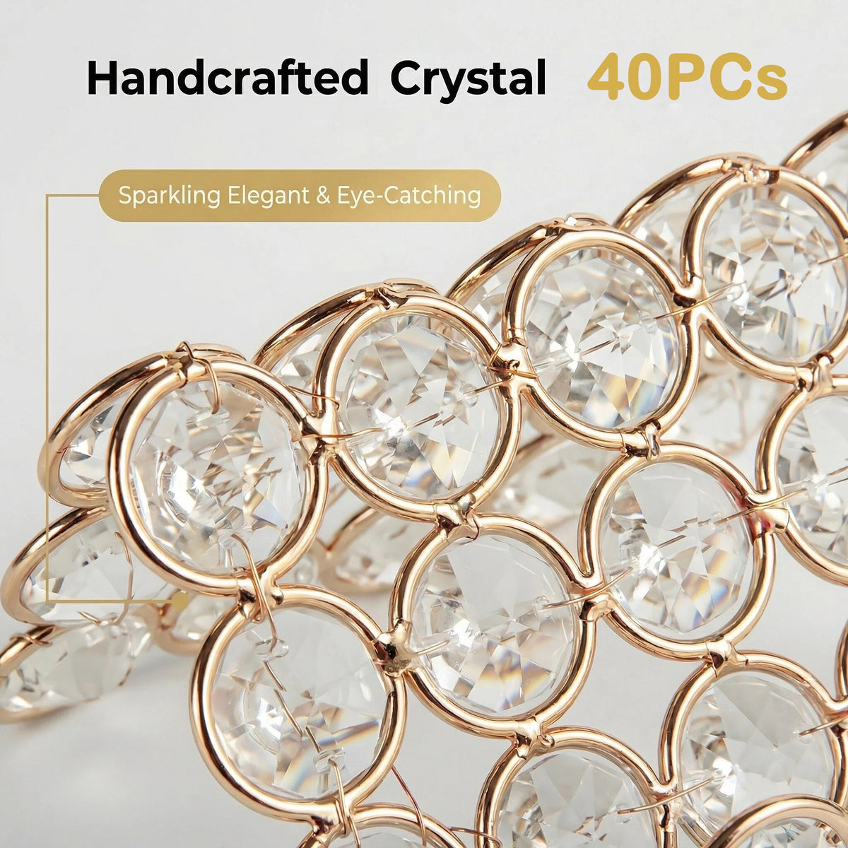 Crystal Business Card Holder with 40 Handmade Beads Creating a Luxurious Sparkling Look for Desktop Display