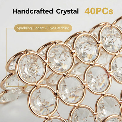 Crystal Business Card Holder with 40 Handmade Beads Creating a Luxurious Sparkling Look for Desktop Display