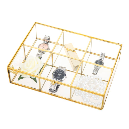 Glass Vanity Box viewed from above with a closed lid and clear glass design showing the interior