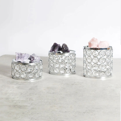 Display Riser paired with crystal pieces to create a sophisticated decorative display with elegant reflections