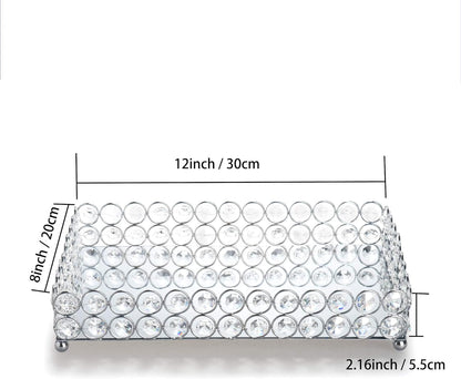 Crystal Vanity Tray size guide showing overall dimensions of 12 x 8 x 2.16 inches