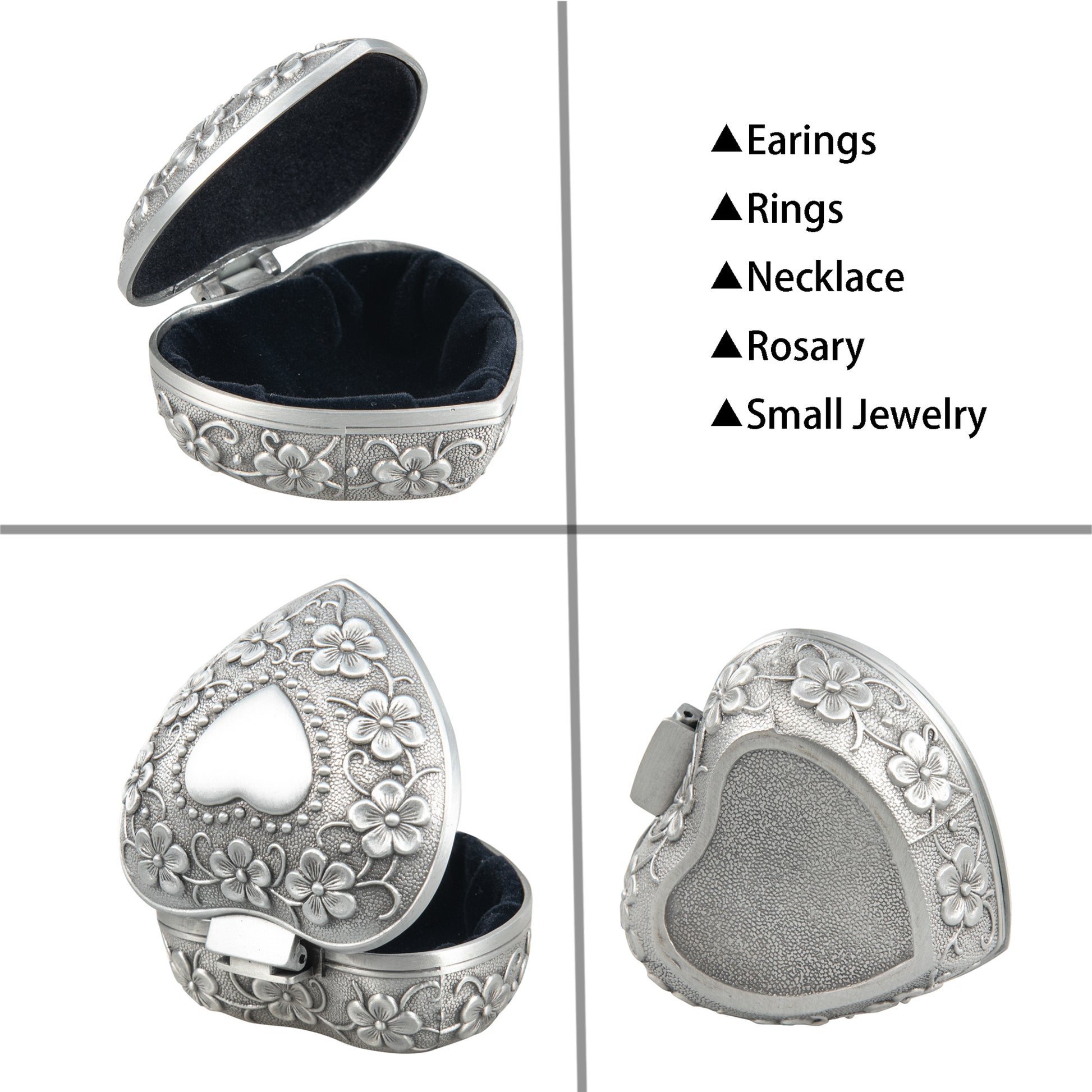 Small Vintage Jewelry Trinket Box Ring Earrings Necklace Organizer Case Metal Treasure Chest Storage Keepsake Gift Box for Girls Birthday Gift