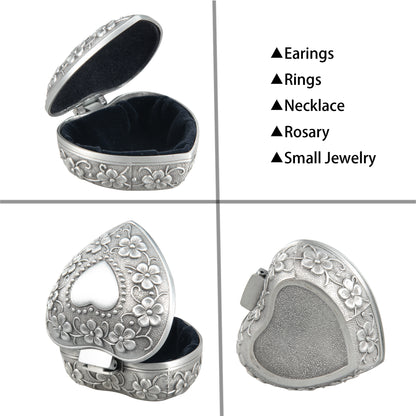 Small Vintage Jewelry Trinket Box Ring Earrings Necklace Organizer Case Metal Treasure Chest Storage Keepsake Gift Box for Girls Birthday Gift