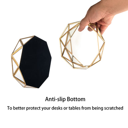 Plateau à parfum en verre doré Feyarl, organisateur de vanité à miroir géométrique pour bijoux et cosmétiques, présentoir décoratif pour la maison et la commode