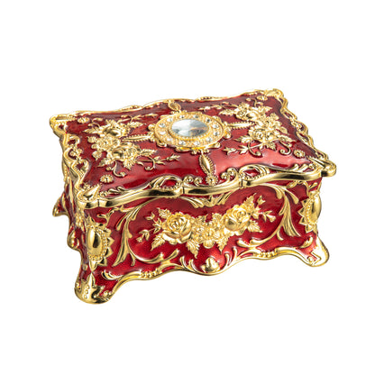 Vintage Jewelry Trinket Box Ornate Ring Earring Display Chest Case Antique Decorative Keepsake Organizer Box for Birthday Woman Girl Gift (Blue White)