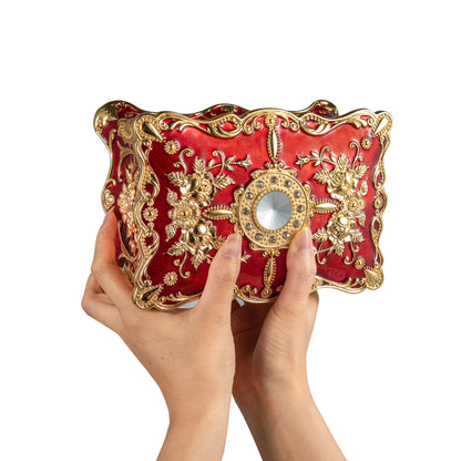 Feyarl Schmuckschatulle im Vintage-Stil, große, verzierte Ring- und Ohrring-Ausstellung, antiker Andenken-Organizer für Frauen und Mädchen