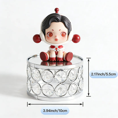 Compact Silver Display Platform showing detailed measurements with a 3.94 inch diameter base and 2.17 inch height