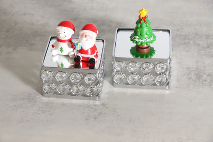Elegant Silver Crystal Display Stand arranged with small ornaments