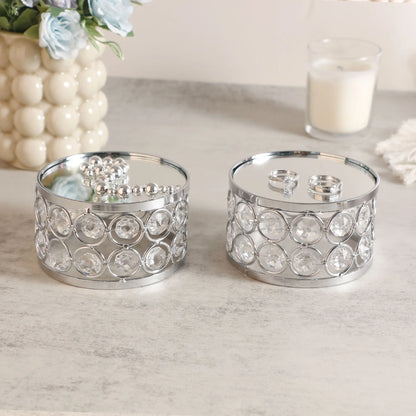 Refined Silver Display Platform enhancing accessory displays with a mirrored surface and elegant crystal design