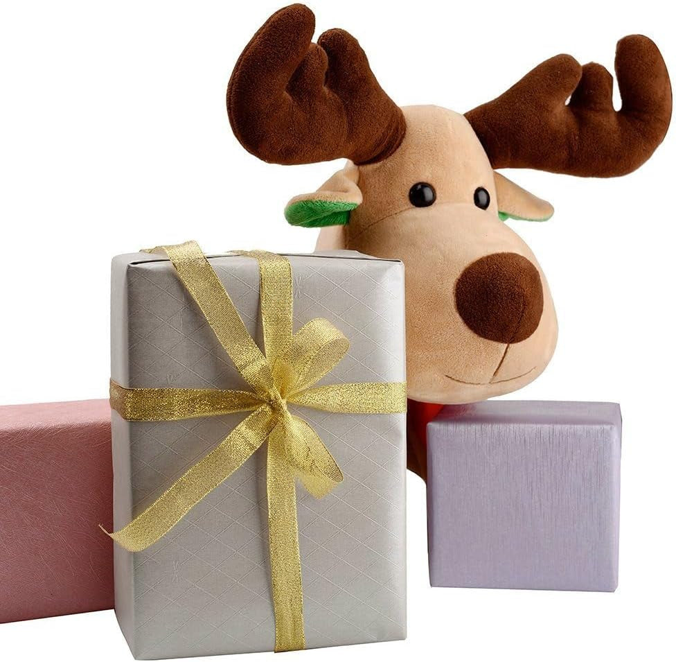 Feyarl Gold Metallic Glitter Ribbon Decorating Christmas Gift Packaging with an Elegant Shimmering Finish