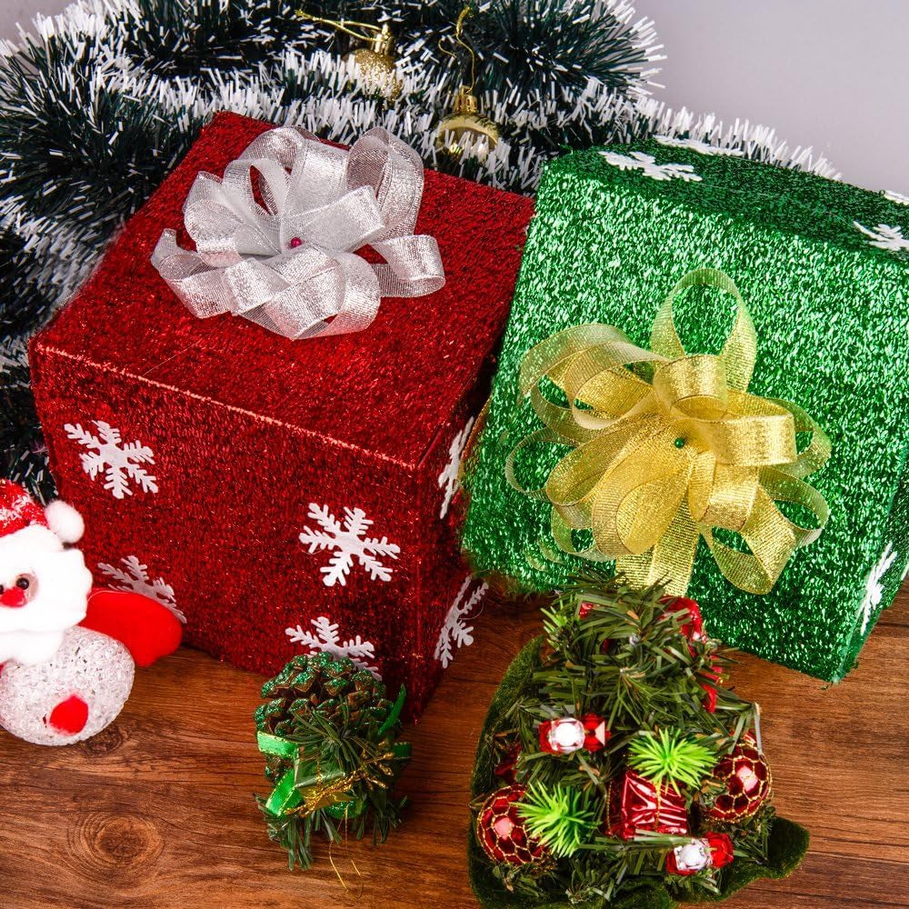 Metallic Glitter Ribbon Adding Elegant Sparkle to Christmas Gift Packaging for Holiday Decorations