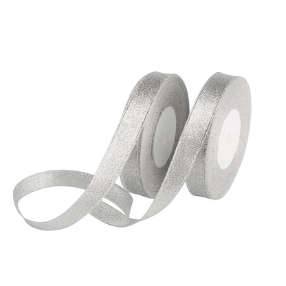 Feyarl Silver Glitter Ribbon Featuring Shimmering Metallic Texture and Elegant Fabric Design for Creative Decorations