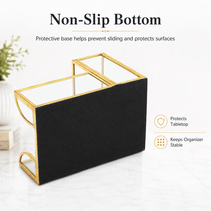 Non Slip Bottom Design of Feyarl Gold Glass Note Holder Protecting Desk Surface from Scratches and Wear