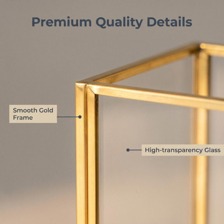 Durable Gold Metal Frame and High Quality Clear Glass Desk Organizer with Transparent Design