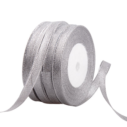 Feyarl Silver Metallic Glitter Ribbon Roll Featuring Elegant Shimmer and Refined Decorative Style