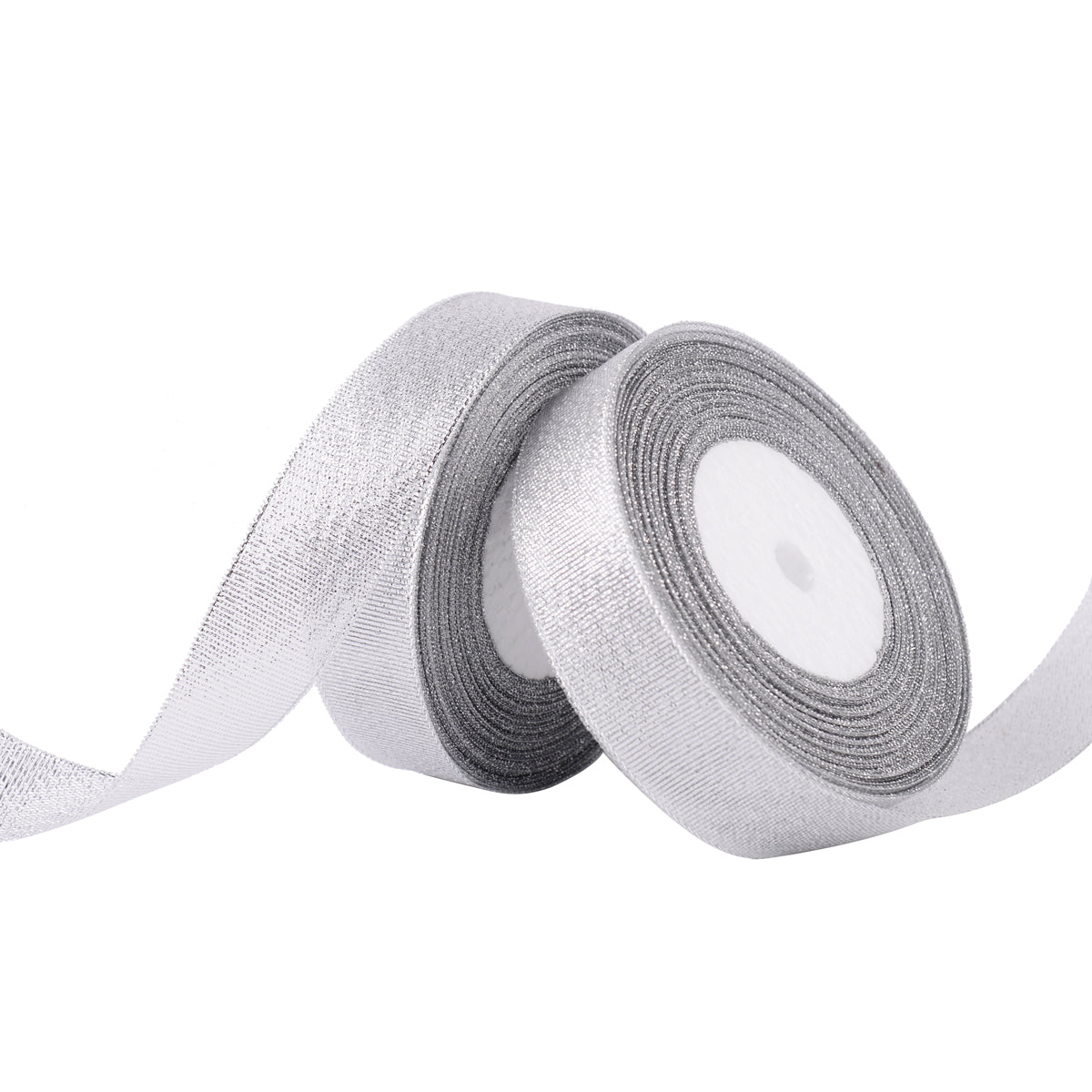 Feyarl Silver Metallic Glitter Ribbon Roll Featuring Elegant Sparkling Finish for DIY Crafts and Decorative Projects