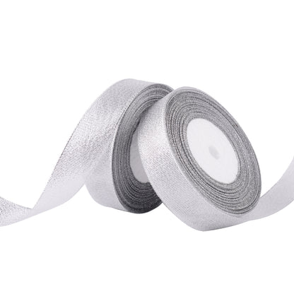 Feyarl Silver Metallic Glitter Ribbon Roll Featuring Elegant Sparkling Finish for DIY Crafts and Decorative Projects