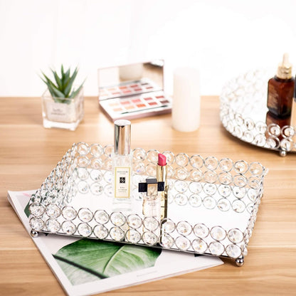 Luxury Crystal Vanity Tray featuring a refined crystal bead design, adding sophistication and beauty to any space