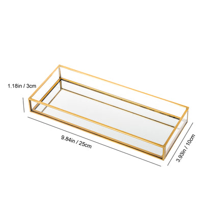 Clear Glass Organizer Tray with 9.84 x 3.93 x 1.18 inch size details