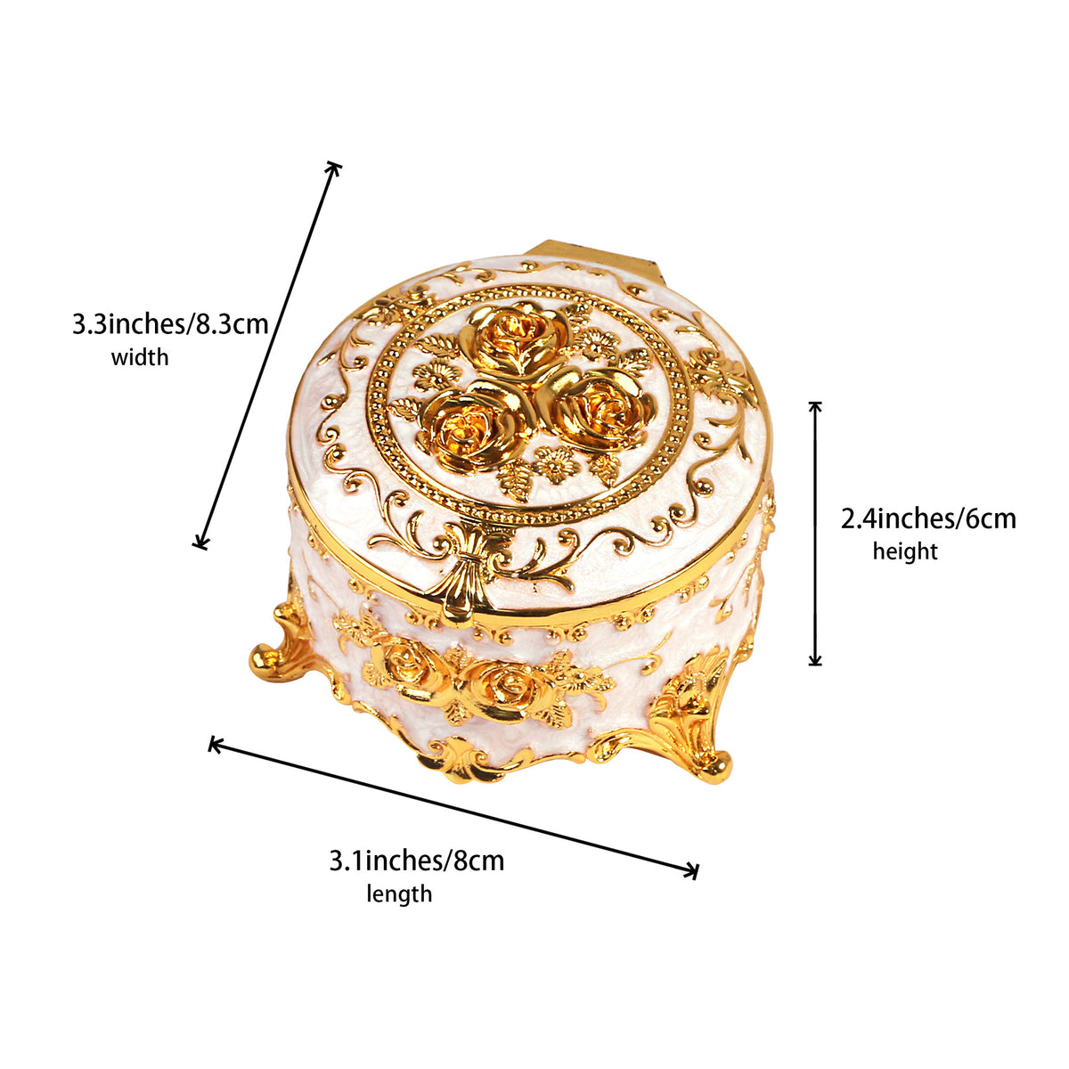 Compact Soft Pink Jewelry Box showing detailed dimensions for a clear reference of its small storage size