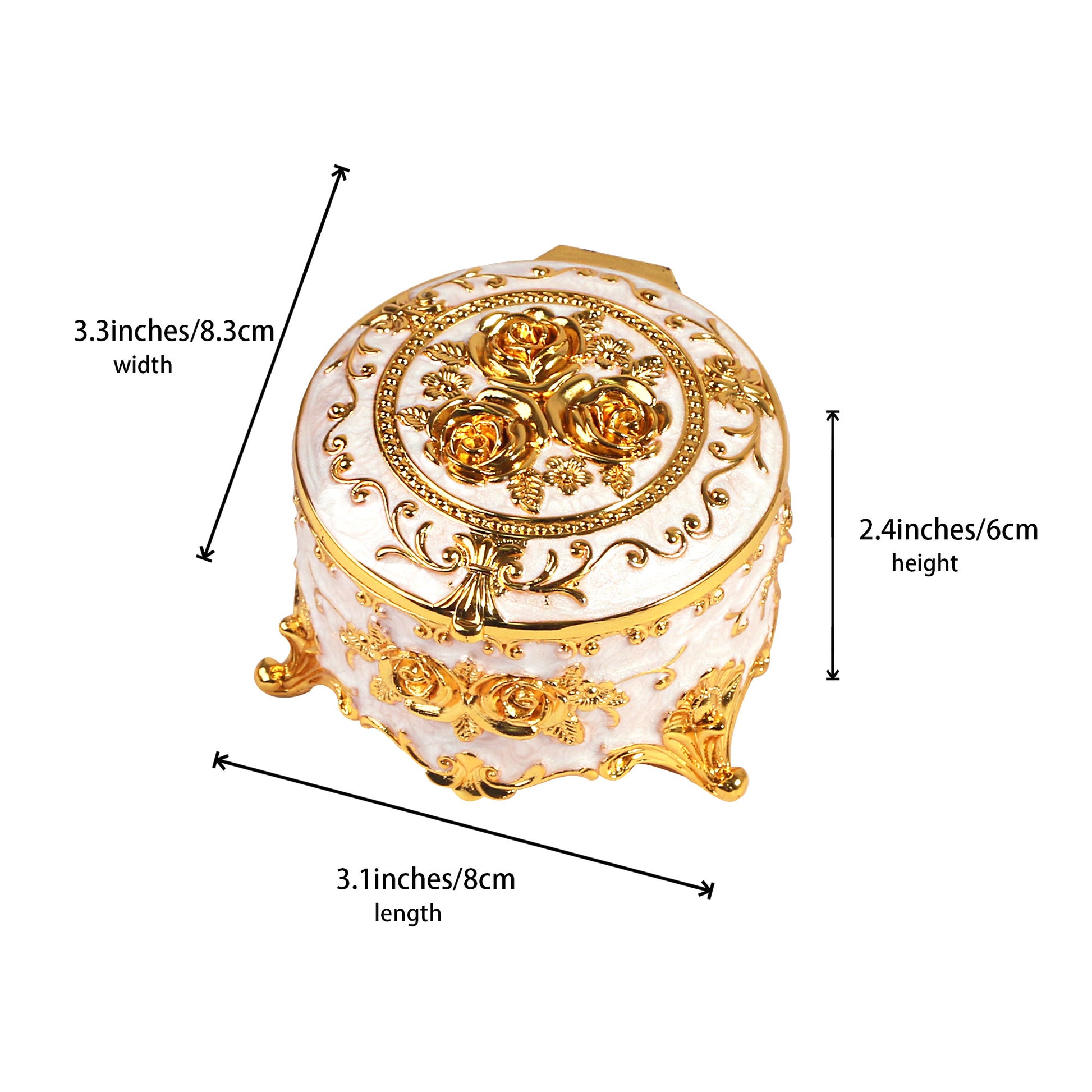 Compact Soft Pink Jewelry Box showing detailed dimensions for a clear reference of its small storage size