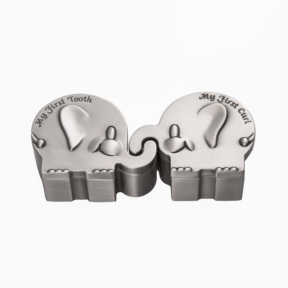 Feyarl Silver Elephant Keepsake Box Featuring Vintage Floral Details for Preserving Baby First Curl and Tooth Memories