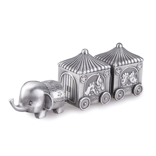 Feyarl Silver First Curl and Tooth Elephant Keepsake Box Set with Floral Engraved Zinc Alloy Design for Baby Memory Storage